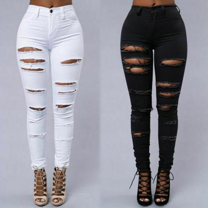 Black jeans women with holes » Wallpapers and Images